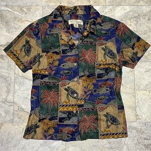 Vintage Tori Richard Hawaiian Shirt Short Sleeve Sea Turtle Floral Men’s XS